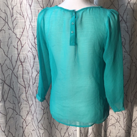 Kimchi Blue sheer turquoise blouse - Picture 6 of 8